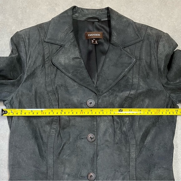 DANIER LEATHER Suede Jacket Blazer. Small. Grey. Classic. Business - Picture 5 of 7